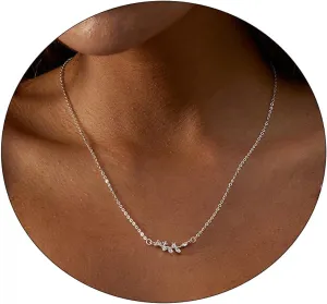 CAROVO CZ Solitaire Choker Pendant Necklace for Women Dainty Cubic Zirconia Necklace 14K Gold Planted Diamond Solitaire Choker Chain Pendant Necklace for Women