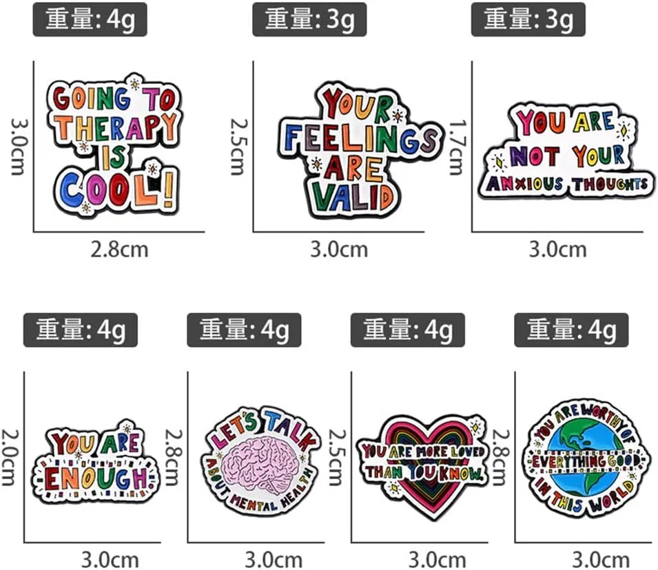 Cartoon English letter Love heart Pink brain Styling Creative Clothing Backpack Alloy dripping oil brooch for women and men