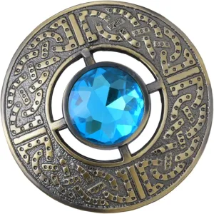 Celtic Brooch - Elegant Scottish Kilt Pin in Pewter, Norse Vintage Jewelry, Chrome Finish with Assorted Gemstones, 3-Inch