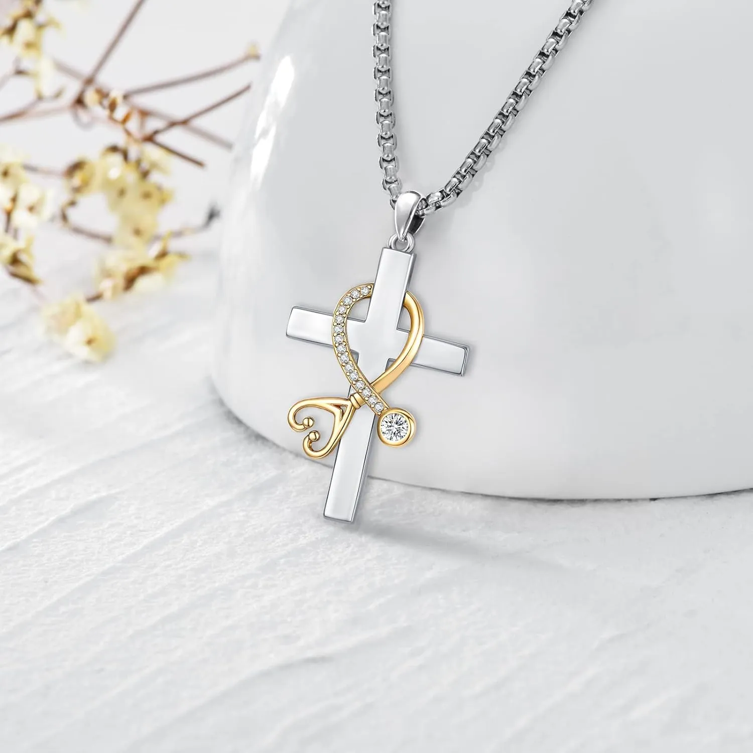 Celtic Cross Tree of Life Necklace for Women Sterling Silver Thor Hammer Tree of Life Pendant Irish Knot Cross Amulet Tree of Life Jewelry