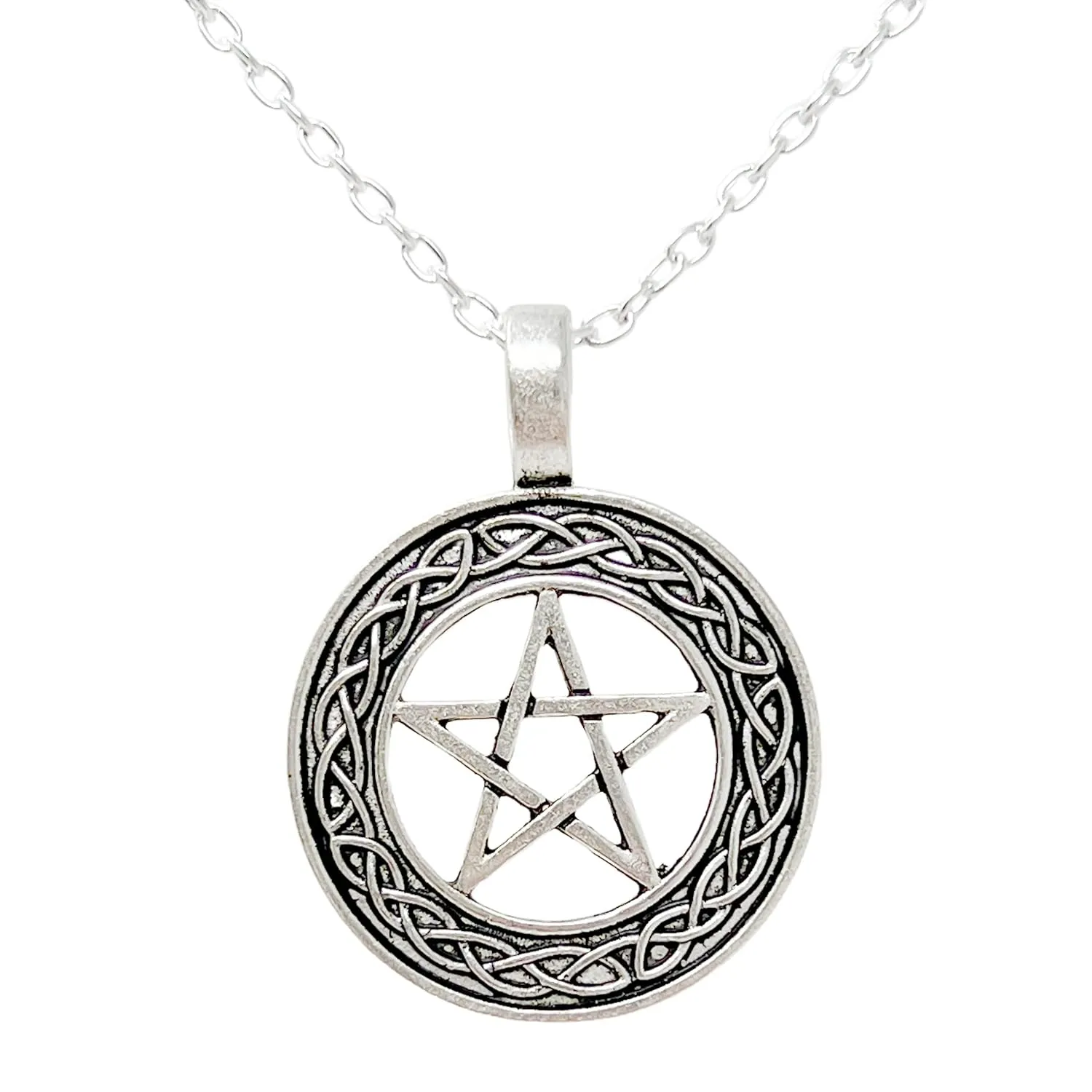 Celtic Protection Star Necklace Magic Healing Wicca Pagan Witch Amulet Pentagram Silver Pentacle Jewelry Charm for Women