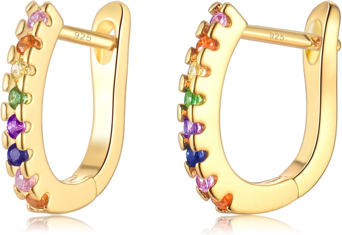 CERSLIMO Small Hoop Earrings for Women | White Gold Plated Sterling Silver Post Cubic Zirconia Huggie Earrings Hypoallergenic Jewelry Gifts