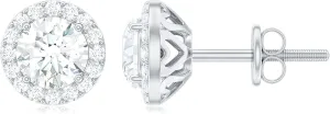 Certified Moissanite Stud Earrings in Gold Plated Silver, D-Vs1 Quality, Moissanite Diamond 1 Carat Earrings - Ready To Gift