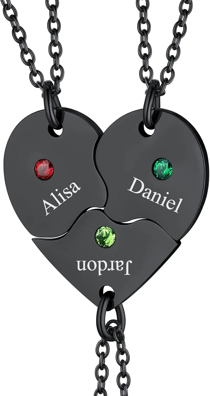 ChainsHouse Puzzle Friendship Necklace Stainless Steel BFF Necklace, 2/3/4/5/6/7/8pcs Personalized Matching Heart Pendant Friendship Necklaces for Women Men, Send Gift Box