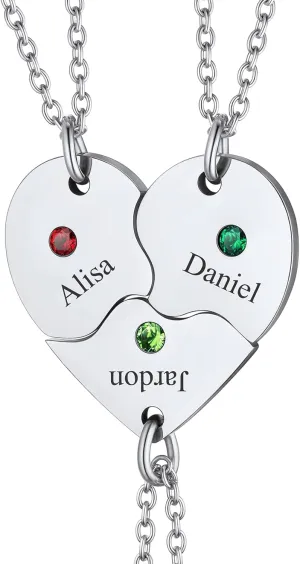 ChainsHouse Puzzle Friendship Necklace Stainless Steel BFF Necklace, 2/3/4/5/6/7/8pcs Personalized Matching Heart Pendant Friendship Necklaces for Women Men, Send Gift Box