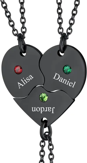 ChainsHouse Puzzle Friendship Necklace Stainless Steel BFF Necklace, 2/3/4/5/6/7/8pcs Personalized Matching Heart Pendant Friendship Necklaces for Women Men, Send Gift Box