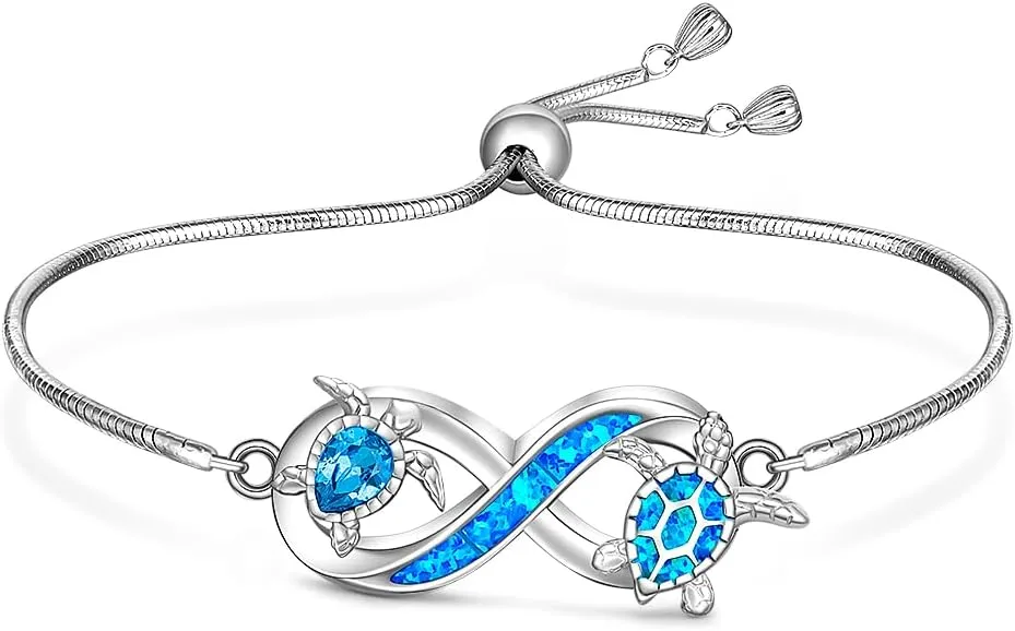 Chrsitmas ST Patricks Day Shamrock Hummingbird Sea Turtle Dolphin Black Cat Dog Paw Print Elephant Cardinal Bracelet for Women Sterling Silver Cute Animal Celtic Knot Adjustable Jewelry Gifts