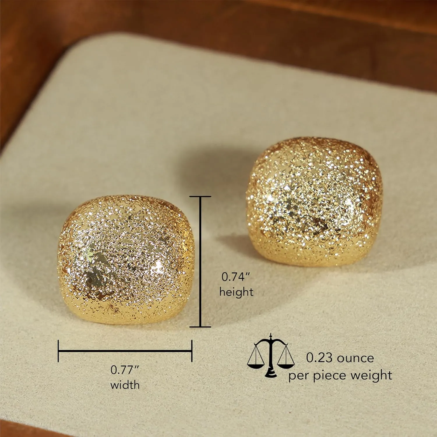 Chunky Gold Geometric Dome Stud Earrings for Women, Trendy Earing Jewelry Gift