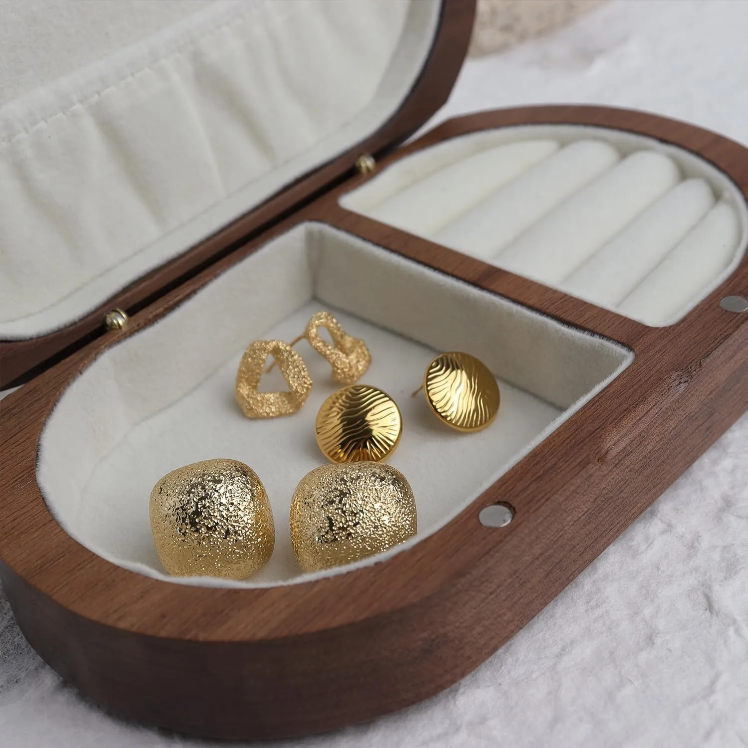 Chunky Gold Geometric Dome Stud Earrings for Women, Trendy Earing Jewelry Gift