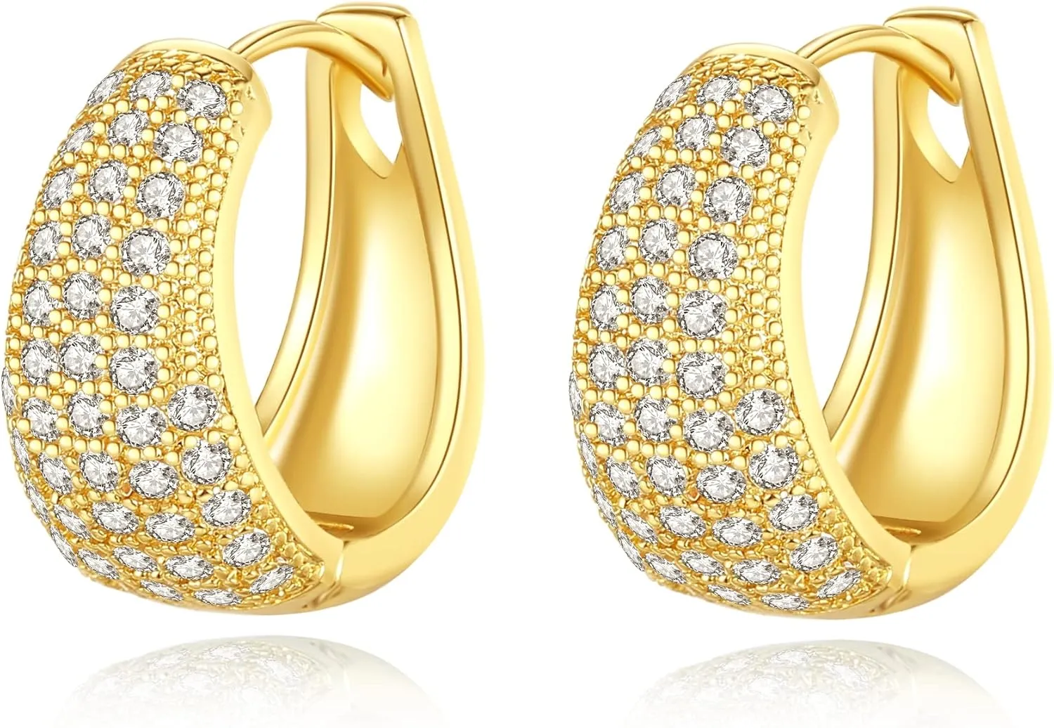 Chunky Gold Huggies Hoop Earrings with 925 Sterling Silver Post Gold Plated Earrings for Women