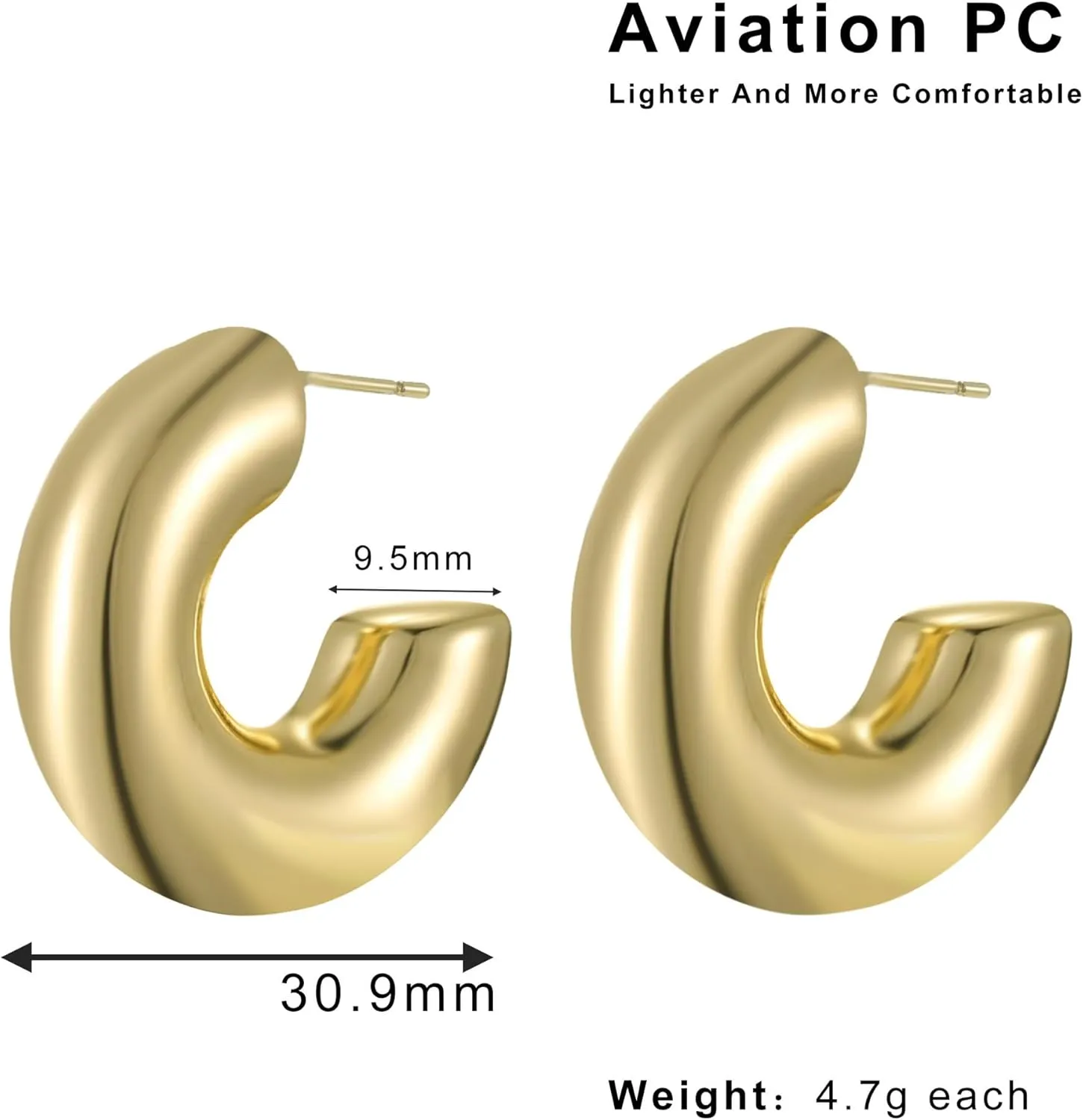 Chunky Gold Teardrop Earrings for Women, 14K Gold Plated 925 Sterling Silver Hoop Earrings Huggie Twisted Thick Chunky Gold Hoops Lightweight Hypoallergenic Earring, Trendy Fashion Jewelry