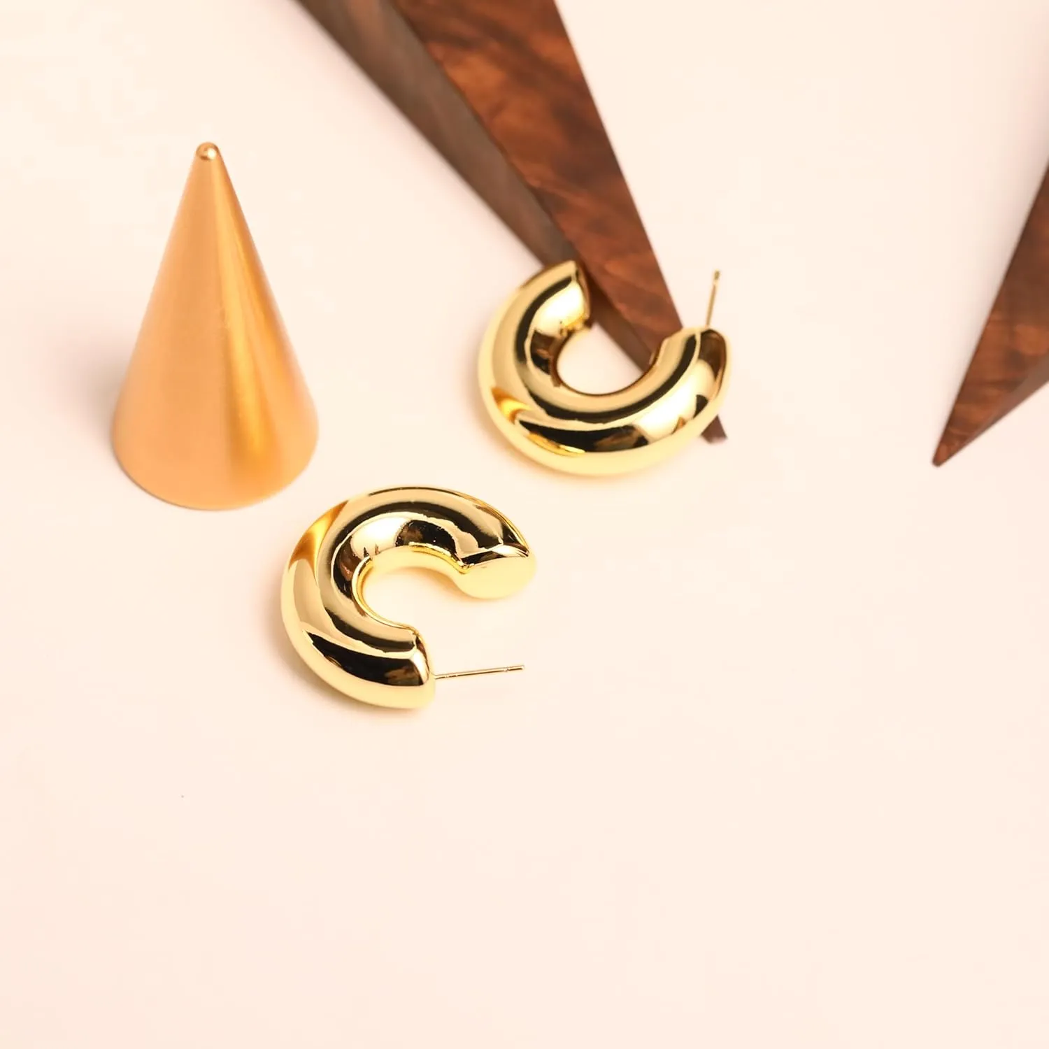 Chunky Gold Teardrop Earrings for Women, 14K Gold Plated 925 Sterling Silver Hoop Earrings Huggie Twisted Thick Chunky Gold Hoops Lightweight Hypoallergenic Earring, Trendy Fashion Jewelry