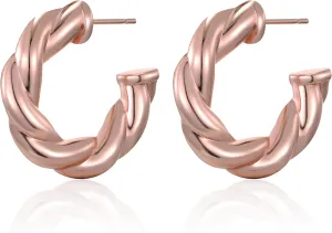 Chunky Gold Teardrop Earrings for Women, 14K Gold Plated 925 Sterling Silver Hoop Earrings Huggie Twisted Thick Chunky Gold Hoops Lightweight Hypoallergenic Earring, Trendy Fashion Jewelry