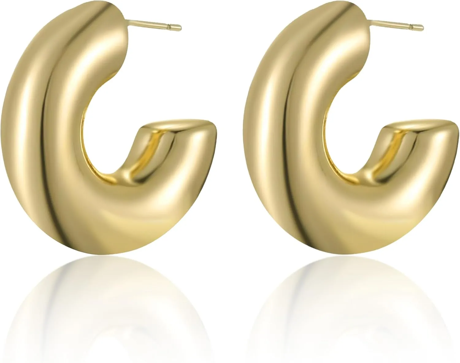 Chunky Gold Teardrop Earrings for Women, 14K Gold Plated 925 Sterling Silver Hoop Earrings Huggie Twisted Thick Chunky Gold Hoops Lightweight Hypoallergenic Earring, Trendy Fashion Jewelry
