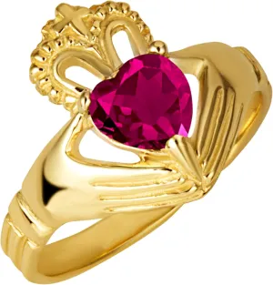 Claddagh Gold 10K Yellow Gold Women's Elegant Claddagh Cubic Zirconia Heart Shape Ring with Multiple RingSize