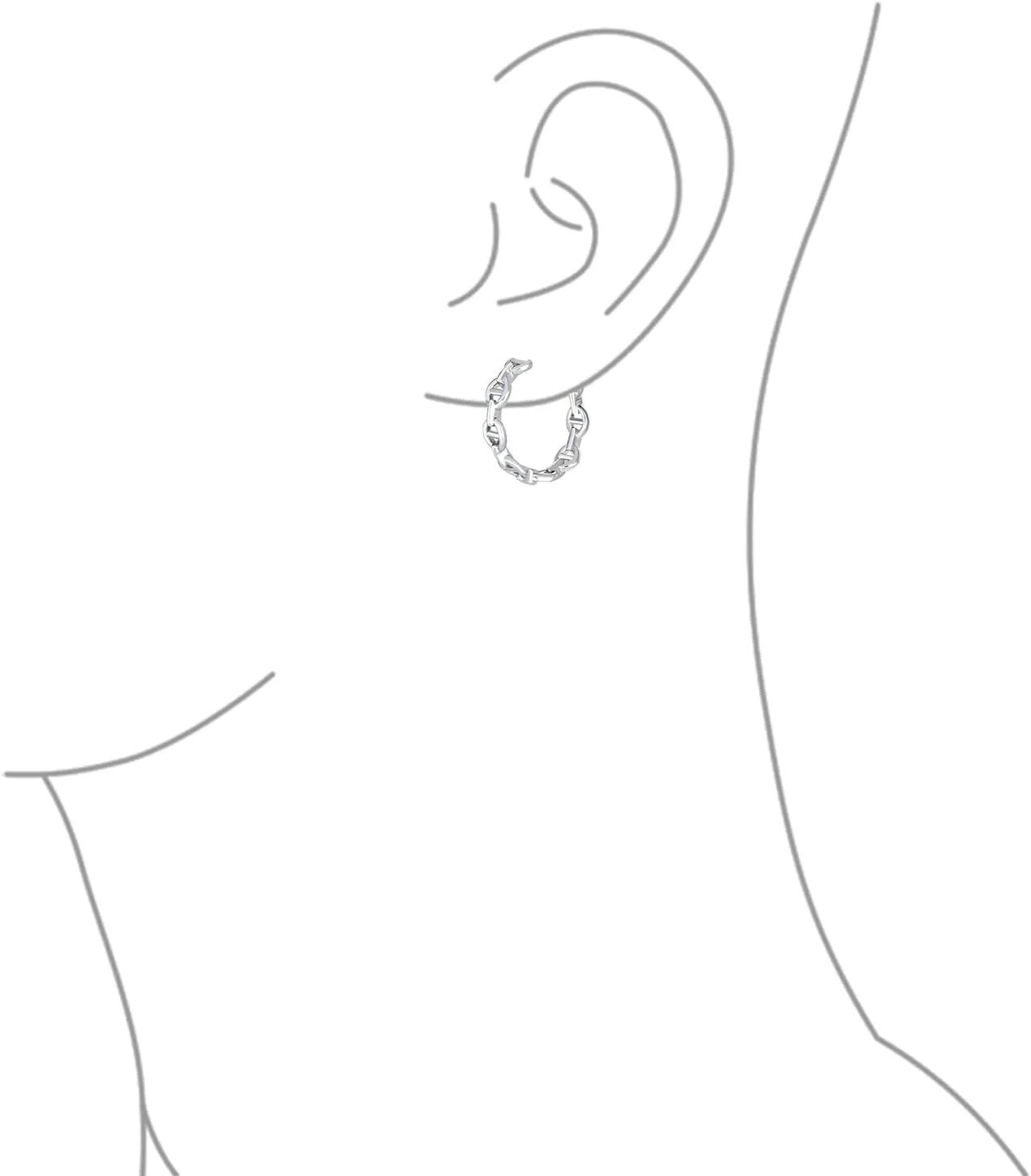 Classic Round Paper Clip Link Open Anchor Puff Mariner Chain Link Hoop Earrings Women Silver or 14K Gold Plated 1.25 Inch Medium Size