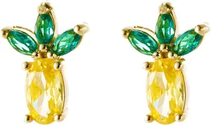 coadipress Lemon Stud Earrings for Women Delicate Fashion Unique 3D Fruit Tiny Pineapple Lemon Yellow Crystal Stud Earrings Hawaiian Summer Fruit Statement Jewelry