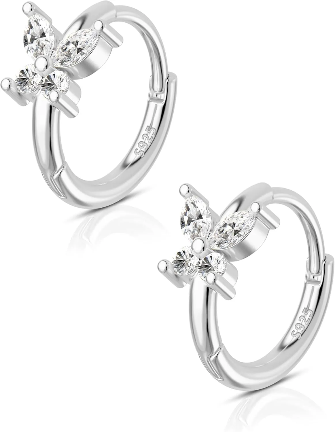COCHARM 14K Real Gold Plated 925 Sterling Silver Cartilage Hoop 20 Huggie Hoop Earrings Butterfly Helix Earrings Tragus Daith Rook Piercing Jewelry for Women Men