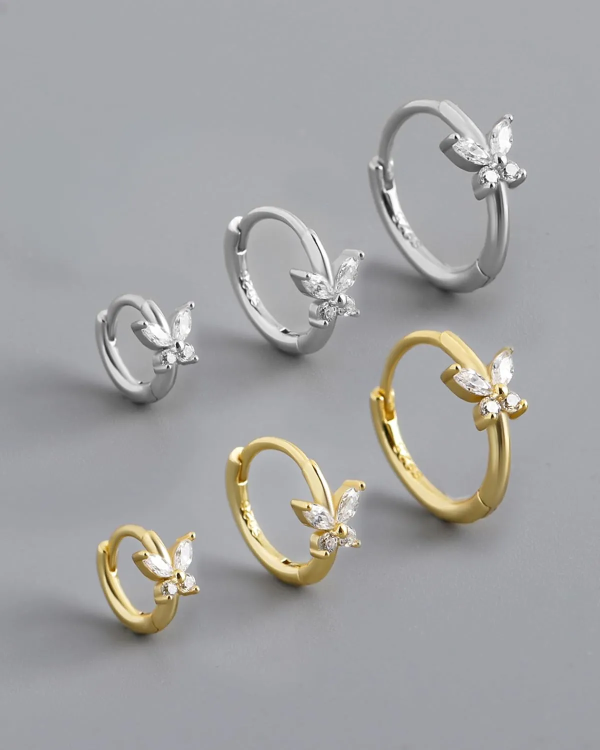COCHARM 14K Real Gold Plated 925 Sterling Silver Cartilage Hoop 20 Huggie Hoop Earrings Butterfly Helix Earrings Tragus Daith Rook Piercing Jewelry for Women Men