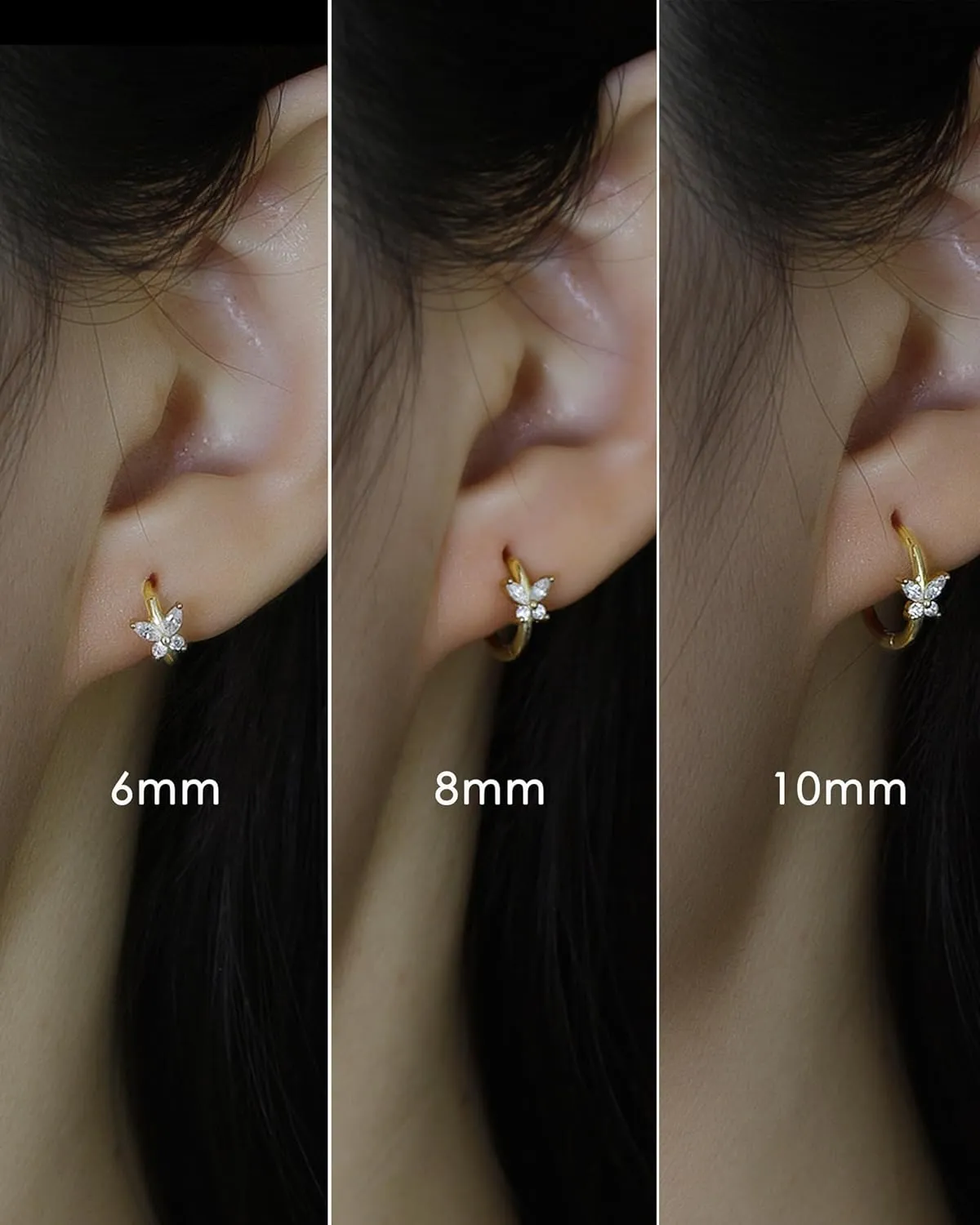 COCHARM 14K Real Gold Plated 925 Sterling Silver Cartilage Hoop 20 Huggie Hoop Earrings Butterfly Helix Earrings Tragus Daith Rook Piercing Jewelry for Women Men