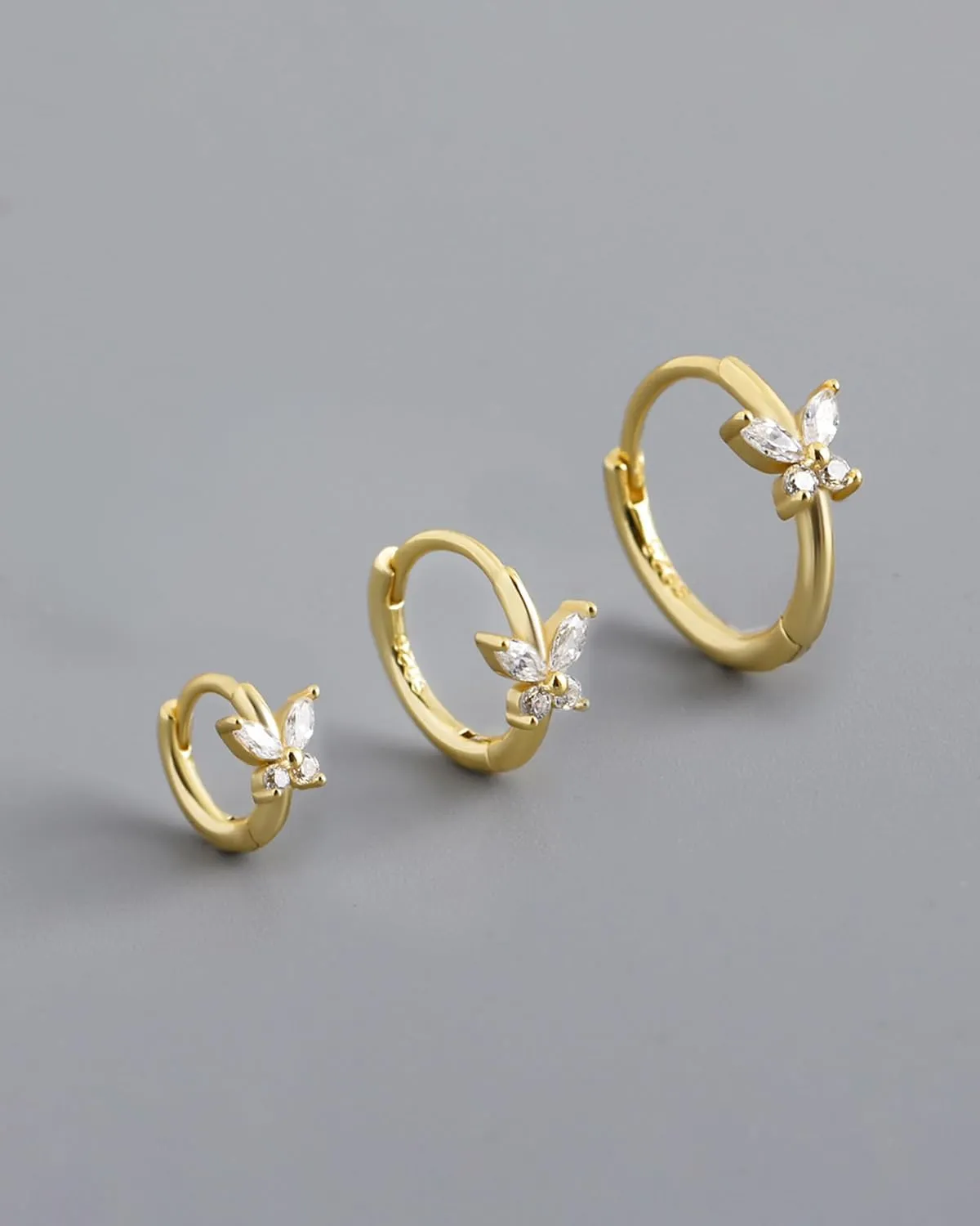 COCHARM 14K Real Gold Plated 925 Sterling Silver Cartilage Hoop 20 Huggie Hoop Earrings Butterfly Helix Earrings Tragus Daith Rook Piercing Jewelry for Women Men