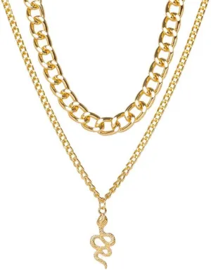 COLORFUL BLING Dainty Chunky Snake Necklace Punk Layered Gold Snake Pendant Necklaces Vintage Snake Cuban Chain Animals Jewelry Choker for Women