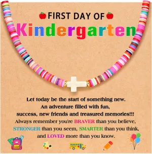 Colorful Cross Clay Necklace for Girls Kindergarten Back to School Gifts