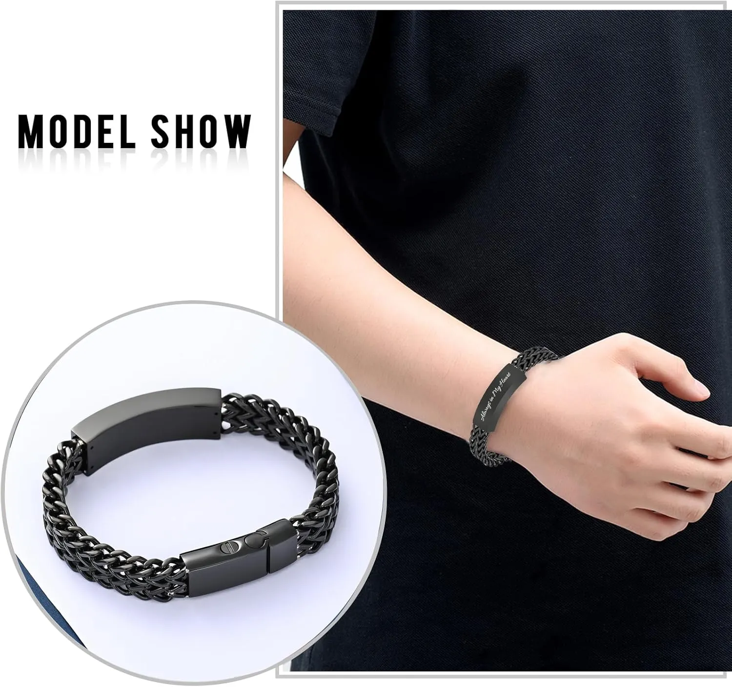 constantlife Cremation Bracelet for Ashes for Men - Stainless Steel Cuban Link Urn Bracelet Keepsake Ash Holder Cremation Memorial Jewelry