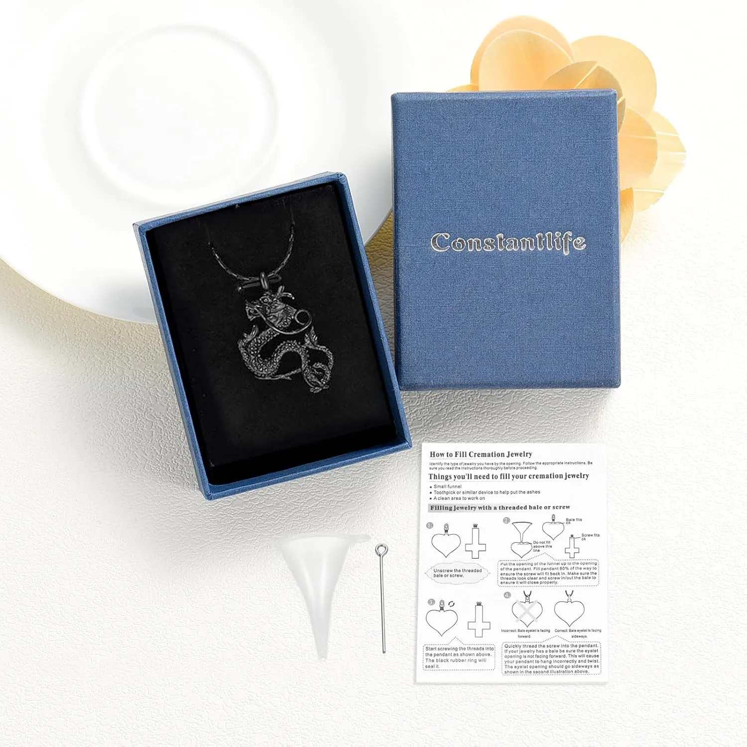 constantlife Cremation Jewelry for Ashes Stainless Steel Dragon Urn Necklace Keepsake Human Pet Ashes Holder Memorial Pendant for Women Men
