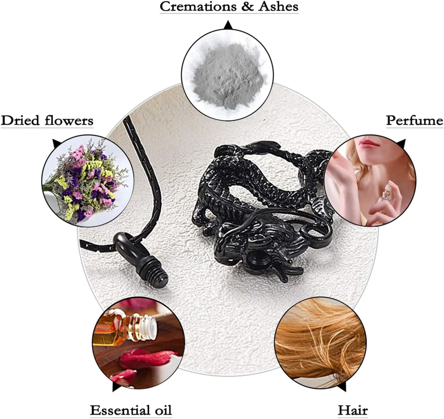 constantlife Cremation Jewelry for Ashes Stainless Steel Dragon Urn Necklace Keepsake Human Pet Ashes Holder Memorial Pendant for Women Men