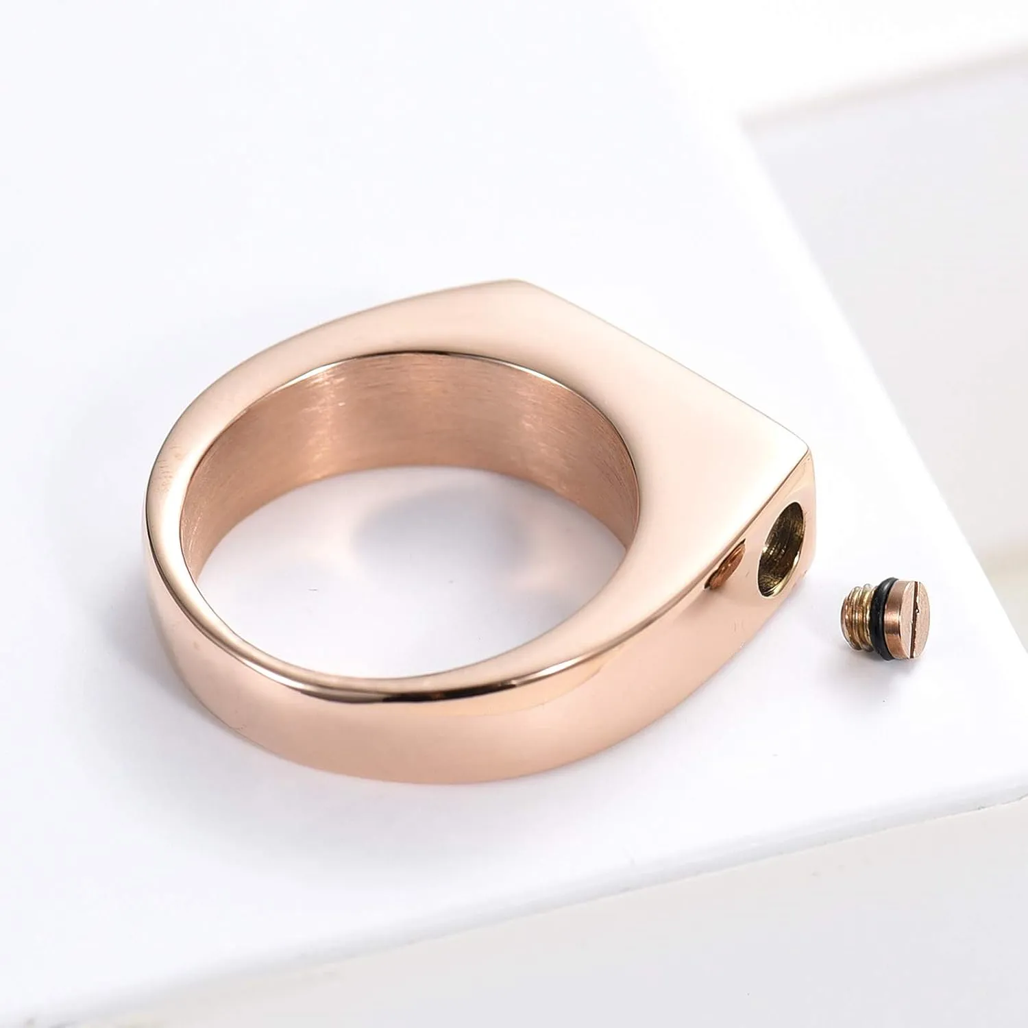 constantlife Cremation Rings for Ashes for Men Stainless Steel Geometric Design Personalized Finger Ring Memorial Urns Jewelry