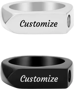 constantlife Cremation Rings for Ashes for Men Stainless Steel Geometric Design Personalized Finger Ring Memorial Urns Jewelry