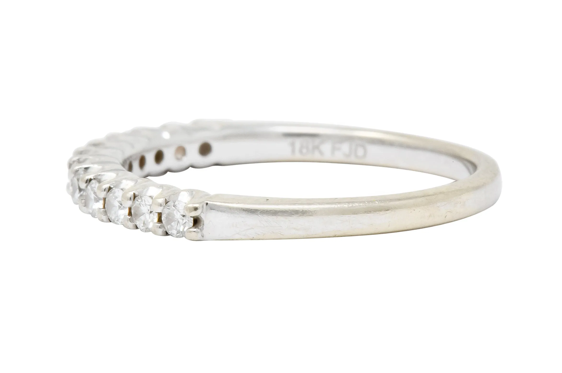 Contemporary 0.33 CTW Diamond 18 Karat White Gold Anniversary Band Ring