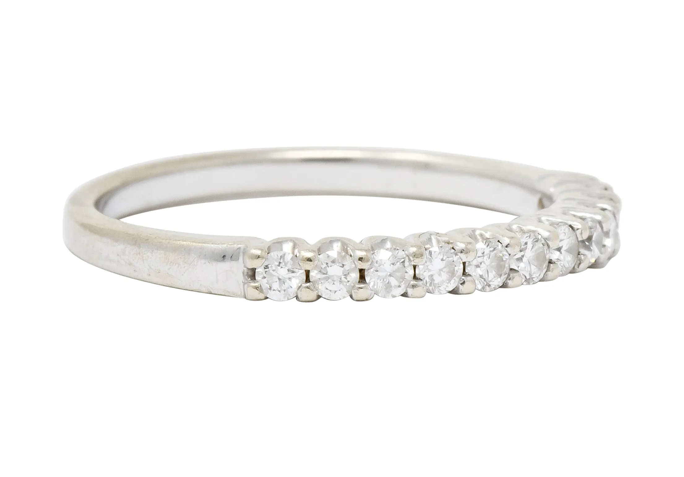 Contemporary 0.33 CTW Diamond 18 Karat White Gold Anniversary Band Ring
