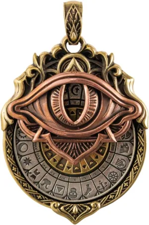 COPPERTIST.WU Tarot Vision Pendant - All-Seeing Eye Necklace, Tarot Card Symbol Pendant, Mystic Divination Jewelry, Spiritual Guidance, Fate Insights, Smooth Rotation (Brass & Copper & White Bronze)