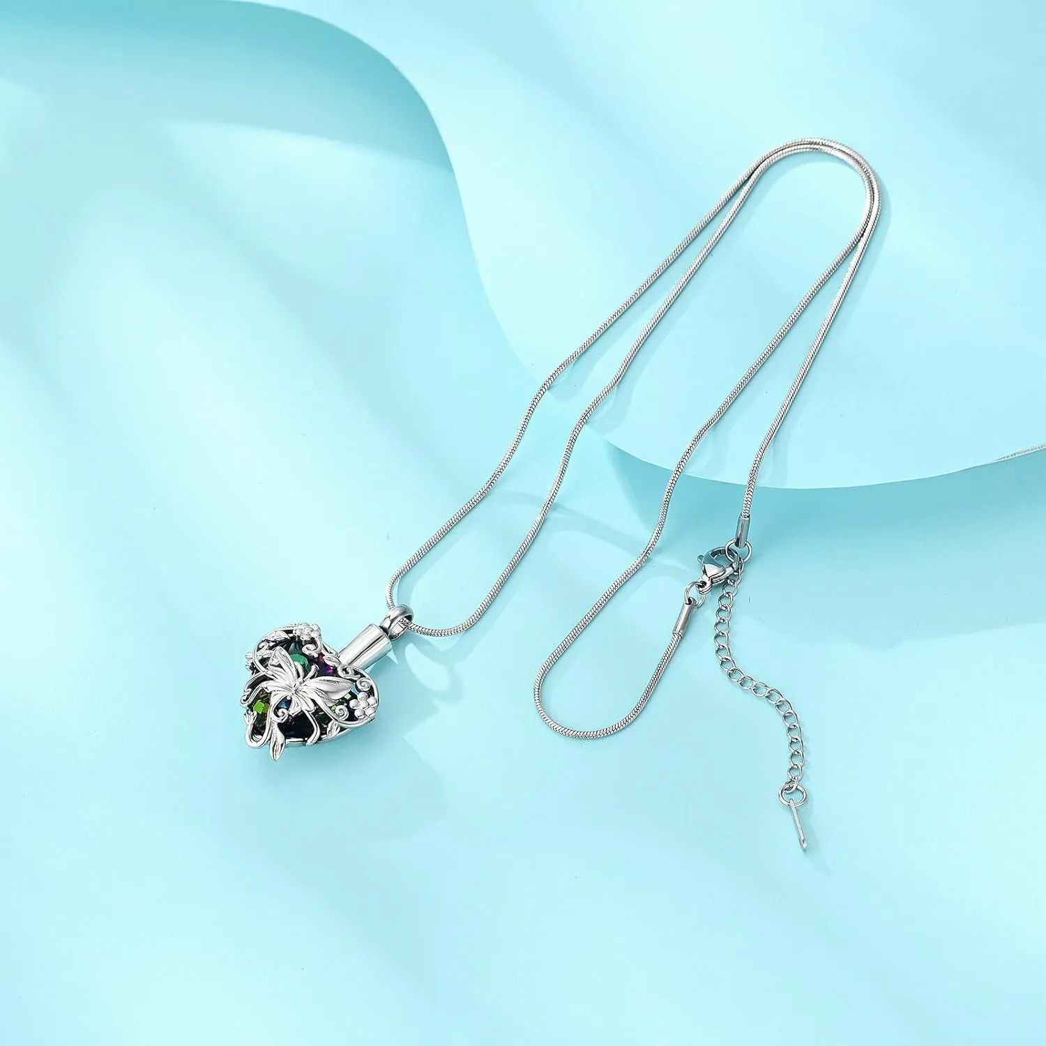 Cremation Jewelry Butterfly Heart Urn Necklaces for Ashes for Women Men Cremation Ash Pendant Loved One Memorial Keepsake Jewelry