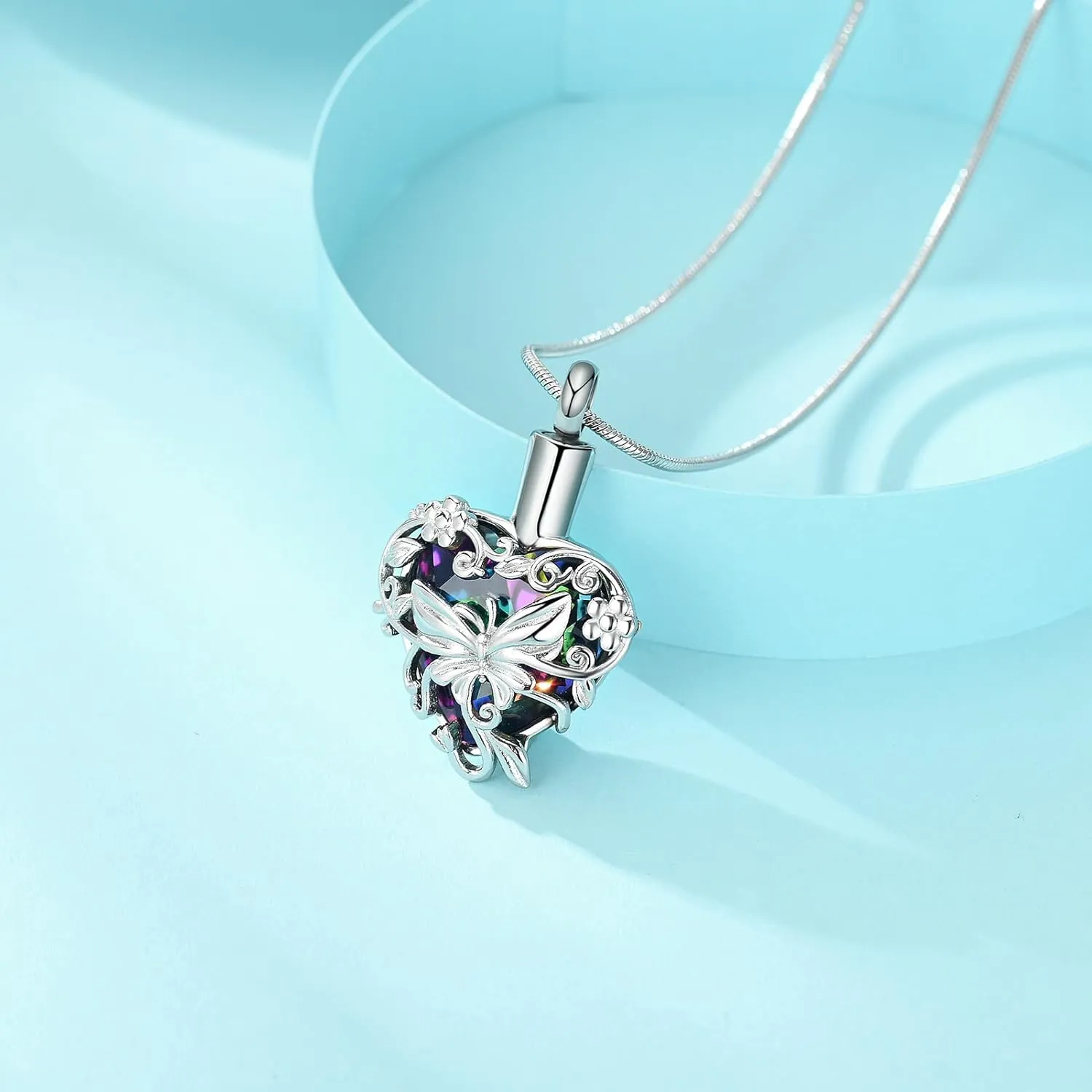 Cremation Jewelry Butterfly Heart Urn Necklaces for Ashes for Women Men Cremation Ash Pendant Loved One Memorial Keepsake Jewelry