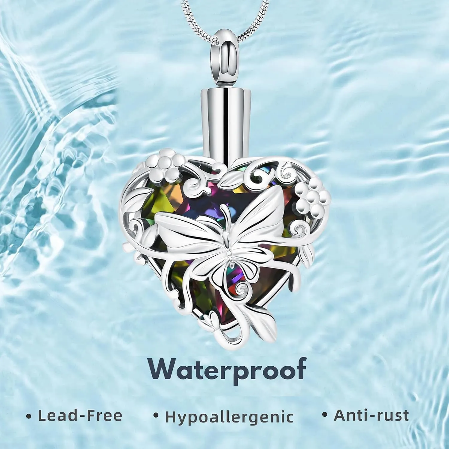 Cremation Jewelry Butterfly Heart Urn Necklaces for Ashes for Women Men Cremation Ash Pendant Loved One Memorial Keepsake Jewelry