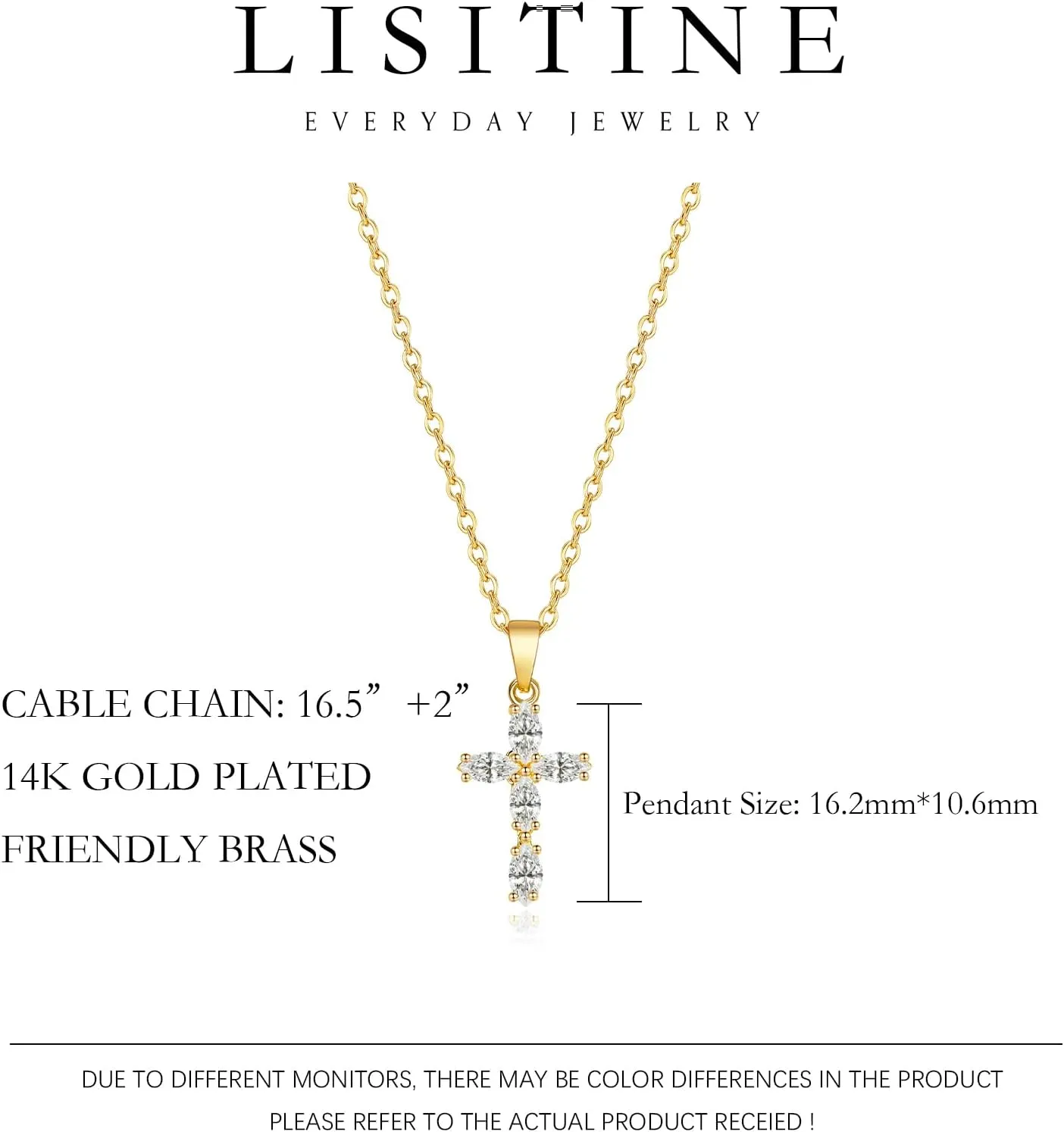Cross Necklace for Women 14K Gold Plated Cross Necklaces Dainty Gold Birthstone Cross Jewelry for Women