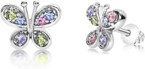 Crystal Butterfly Kids Baby Girl Earrings With Elements