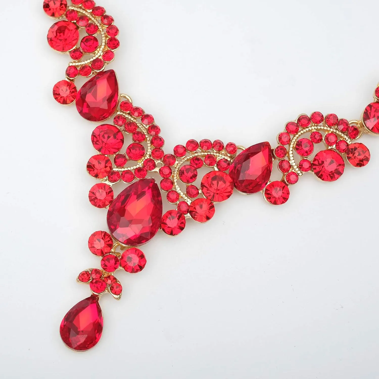CSY Elegant Crystal Bridal Necklace Earrings Set Rhinestone Wedding Party Costume Jewelry Sets for Brides Bridesmaid Women