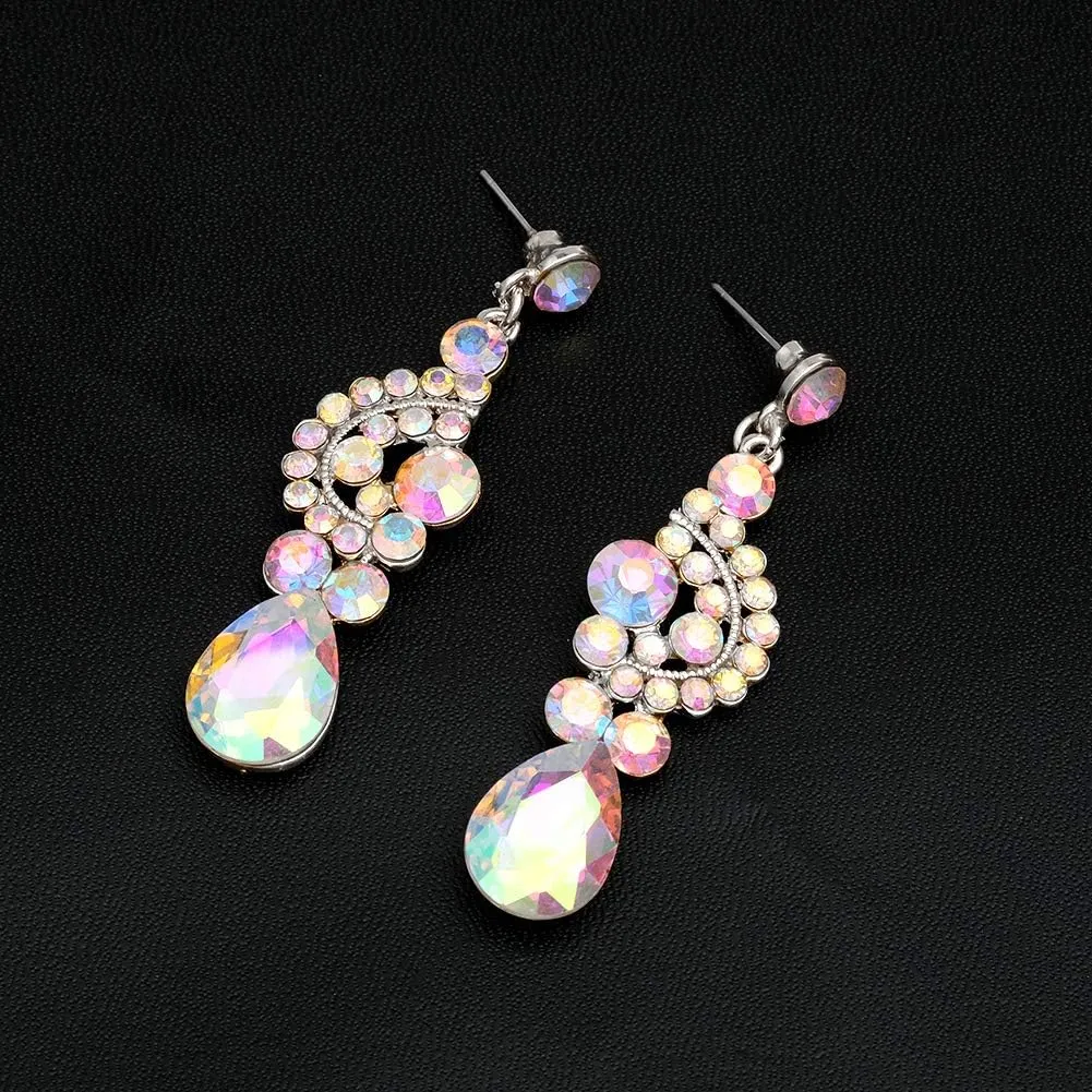 CSY Elegant Crystal Bridal Necklace Earrings Set Rhinestone Wedding Party Costume Jewelry Sets for Brides Bridesmaid Women