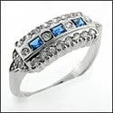 Cubic Zirconia .55 TCW Sapphire Carat Diamond Pave 14K White Gold Ring