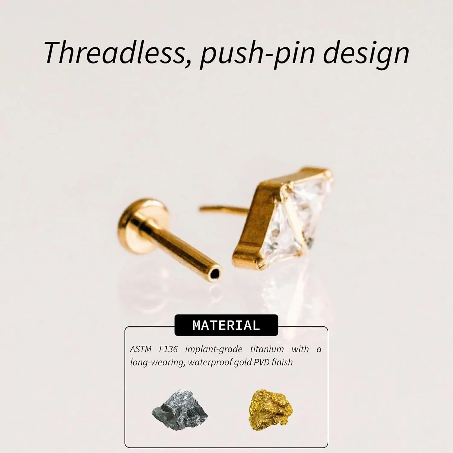 Cubic Zirconia Diamond Stud Earrings for Women | No-Poke Design | Implant-Grade Titanium | CZ Gold & Silver Studs Earrings for Women