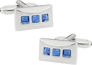 Cuff-Daddy Elegant Cufflinks with Inset Blue Crystals with Presentation Box