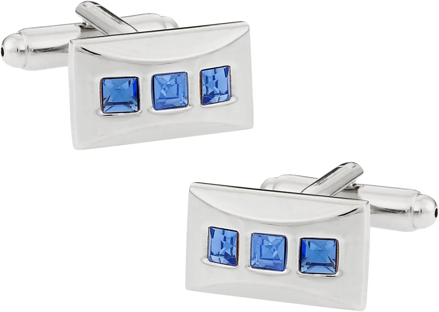 Cuff-Daddy Elegant Cufflinks with Inset Blue Crystals with Presentation Box