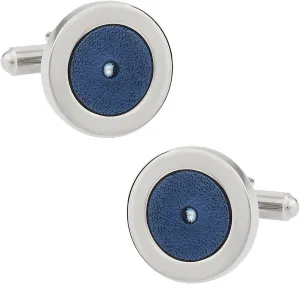 Cuff-Daddy Elegant Dark Gray Enamel Round Cufflinks with Presentation Box