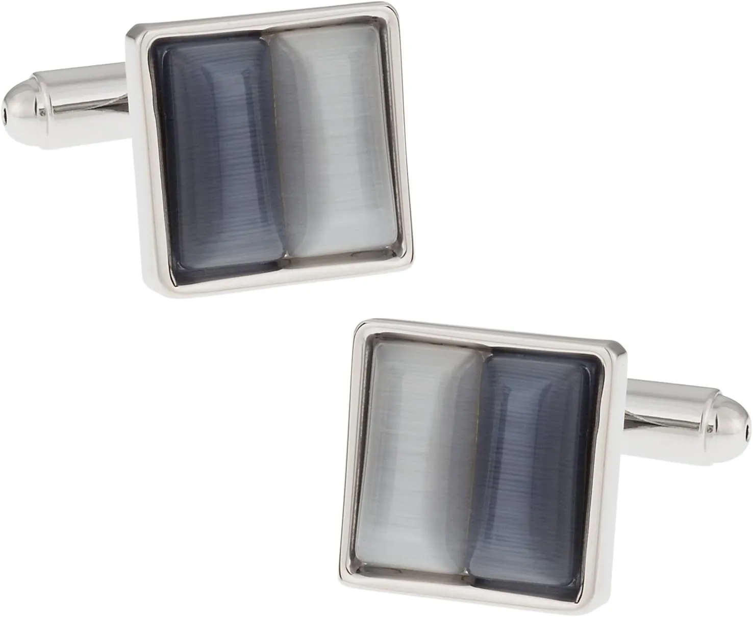 Cuff-Daddy Elegant Two-tone Gray & Silver Cufflinks with Presentation Box