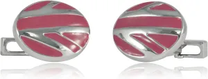Cuff-Daddy Unique Pink Designer Enamel Silver Cufflinks with Presentation Box