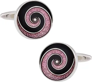 Cuff-Daddy Unique Purple & Black Swirl Enamel Cufflinks with Presentation Box